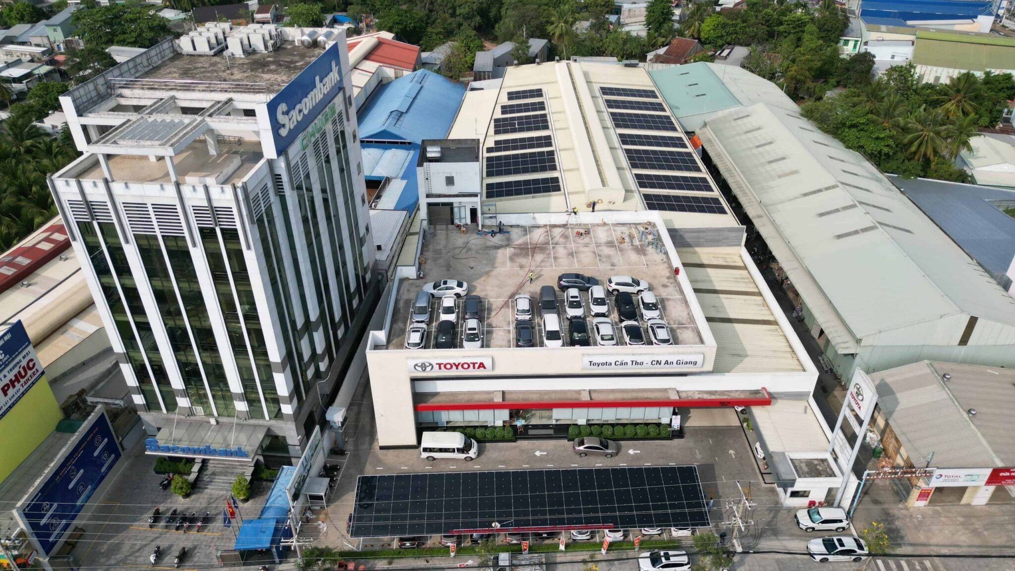 Lắp Điện Mặt Trời Cho Doanh Nghiệp Hệ 150KWP tại Toyota An Giang