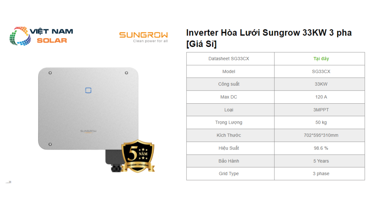 Inverter Hoa Luoi Sungrow 33KW 3 pha Gia Si