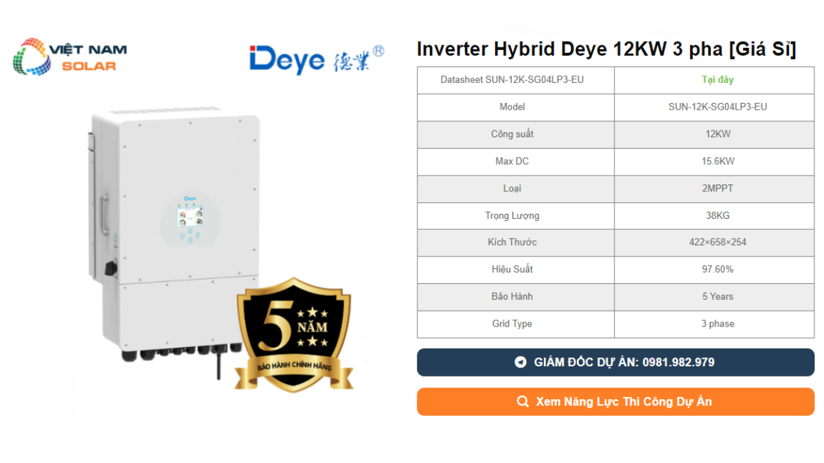 Inverter Hybrid Deye 12KW 3 pha