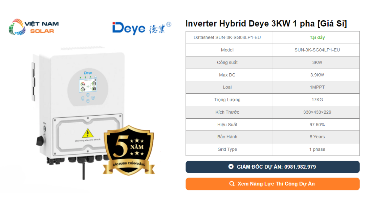 Inverter Hybrid Deye 3KW 1 pha