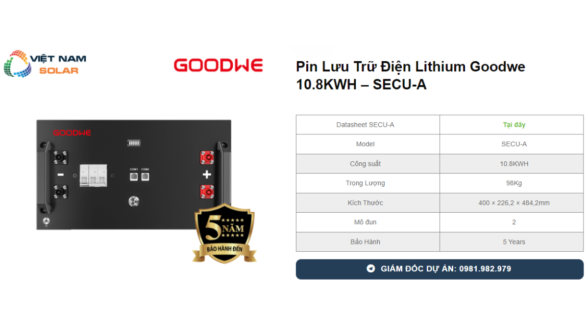 Pin Luu Tru Dien Lithium Goodwe 10.8KWH – SECU A