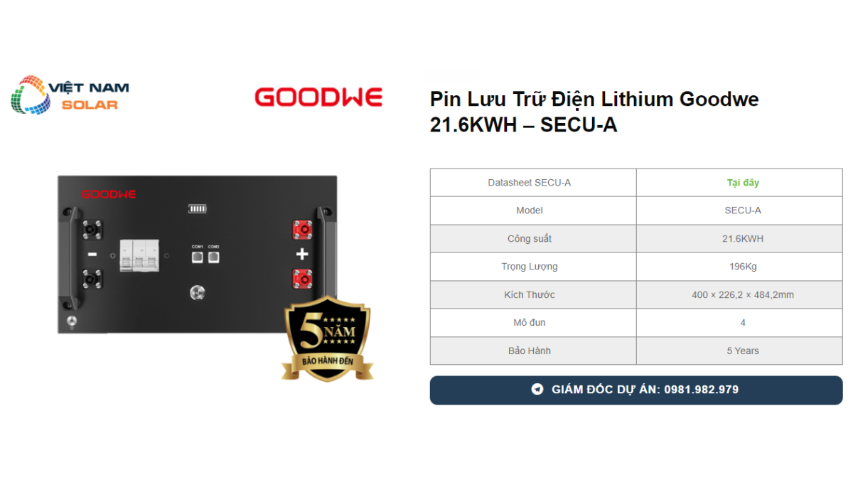 Pin Luu Tru Dien Lithium Goodwe 21.6KWH – SECU A