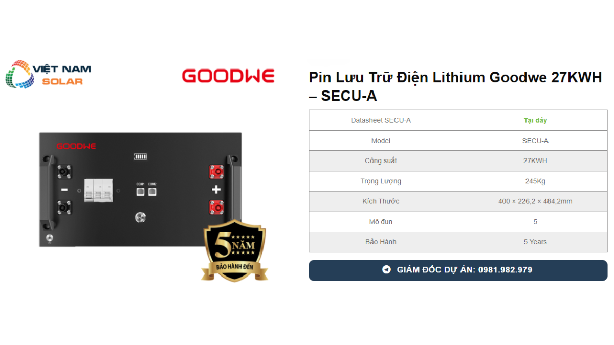 Pin Luu Tru Dien Lithium Goodwe 27KWH – SECU A