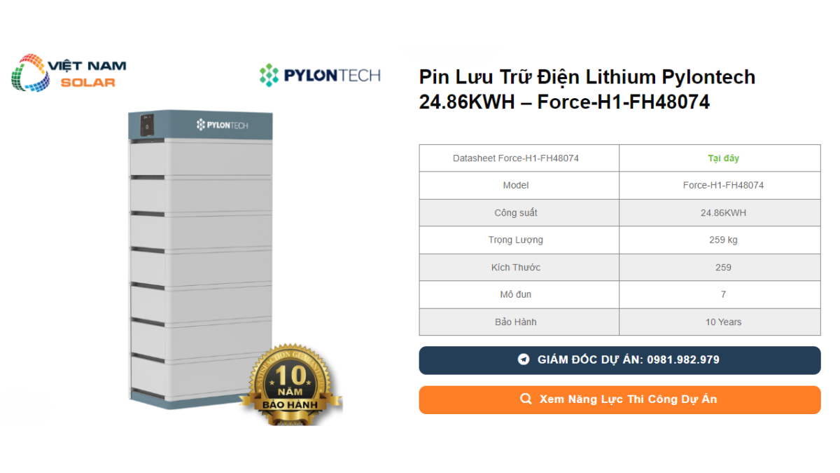 Pin Luu Tru Dien Lithium Pylontech 24.86KWH Force H1 FH48074