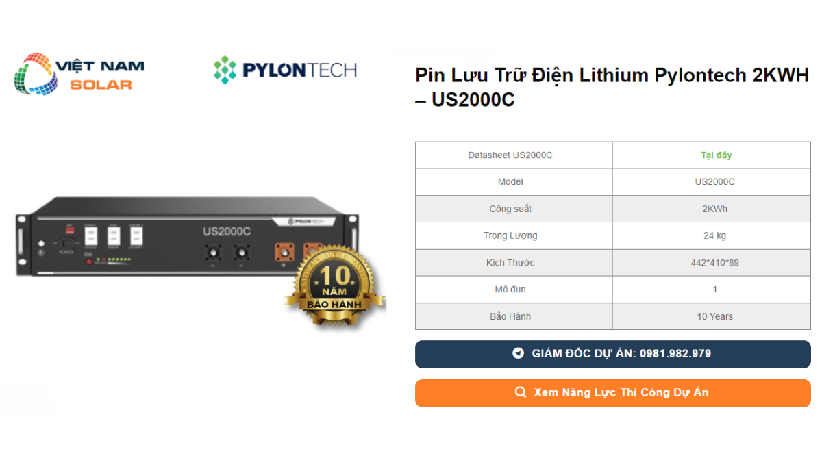 Pin Lưu Trữ Điện Lithium Pylontech 2KWH - US2000C 1 Pin Luu Tru Dien Lithium Pylontech 2KWH – US2000C 1