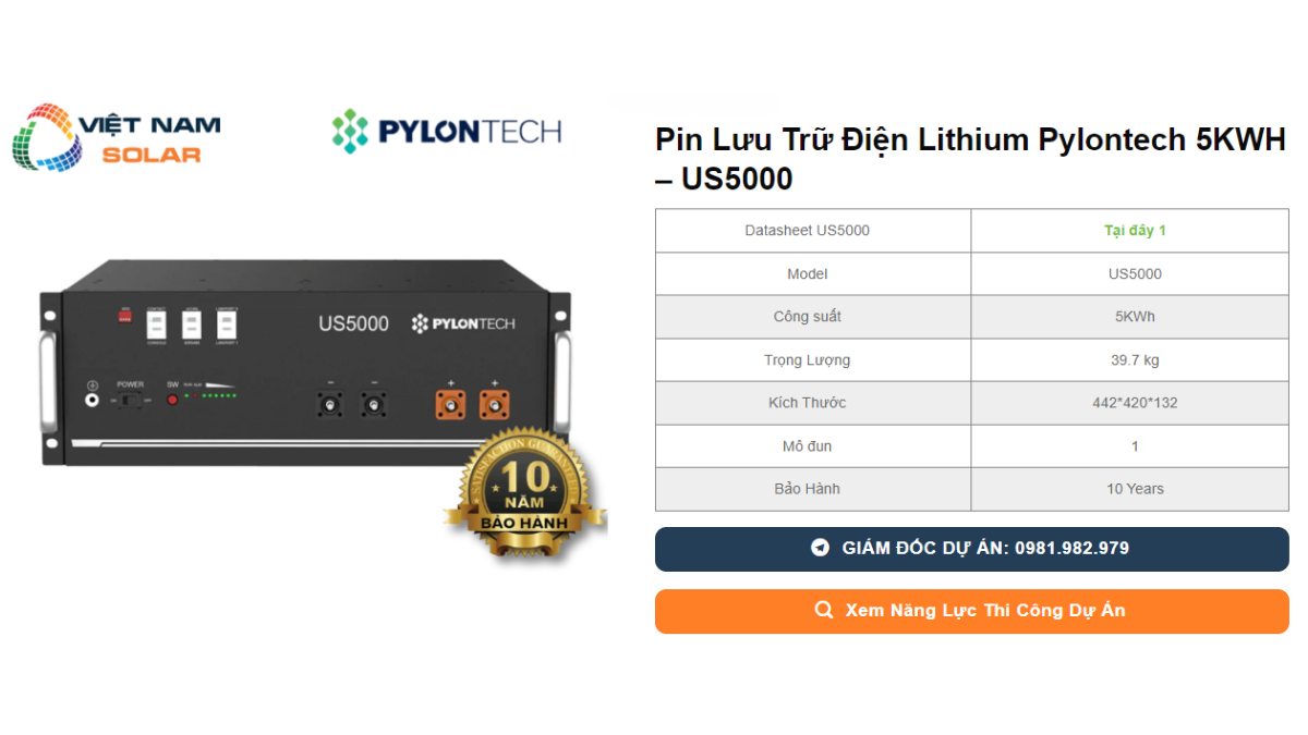 Pin Luu Tru Dien Lithium Pylontech 5KWH – US5000