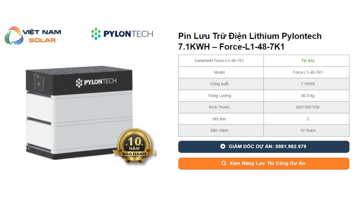 Pin Lưu Trữ Điện Lithium Pylontech 7.1KWH - Force-L1-48-7K1 1 Pin Luu Tru Dien Lithium Pylontech 7.1KWH – Force L1 48 7K1