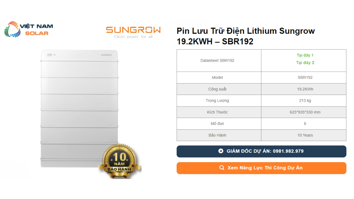 Pin Lưu Trữ Điện Lithium Sungrow 19.2KWH - SBR192 1 Pin Luu Tru Dien Lithium Sungrow 19.2KWH – SBR192