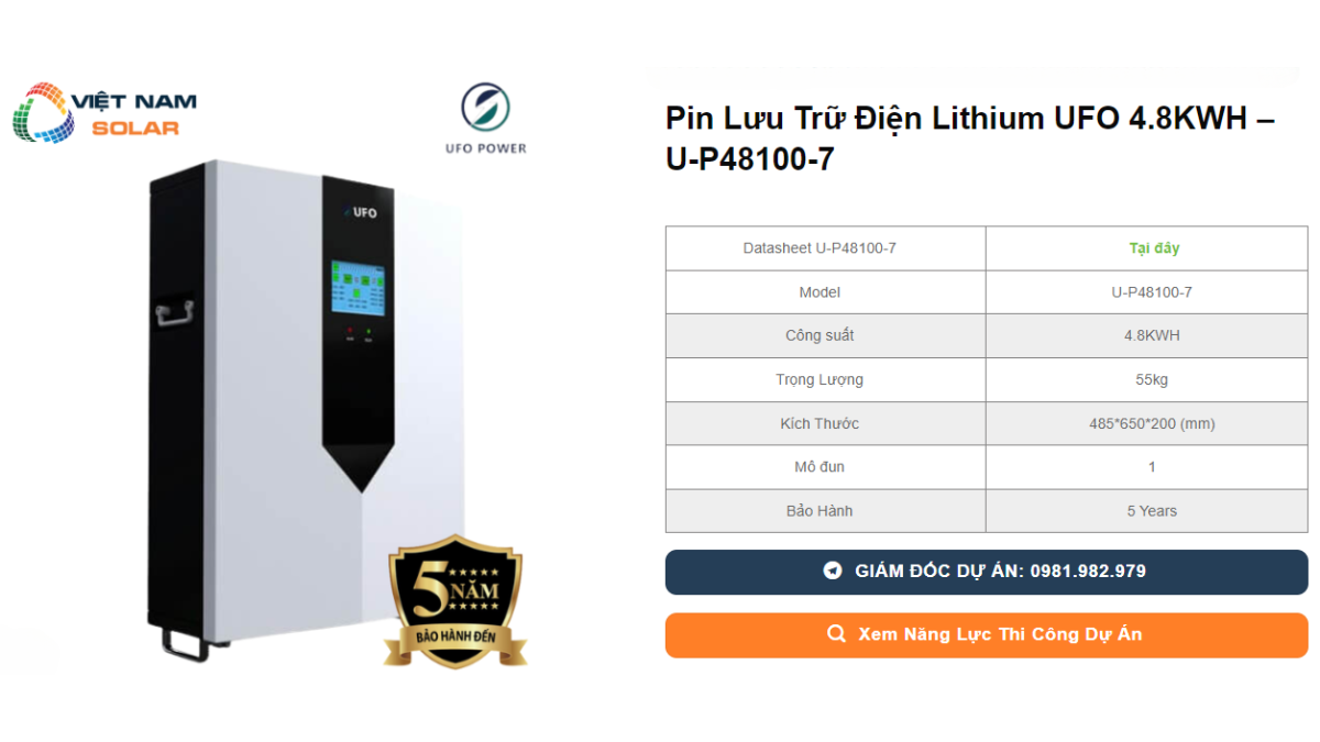 Pin Luu Tru Dien Lithium UFO 4.8KWH – U P48100 7