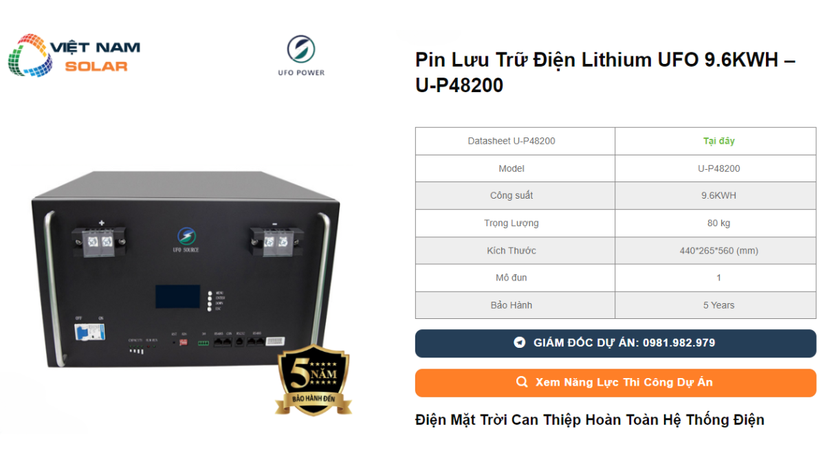 Pin Luu Tru Dien Lithium UFO 9.6KWH – U P48200