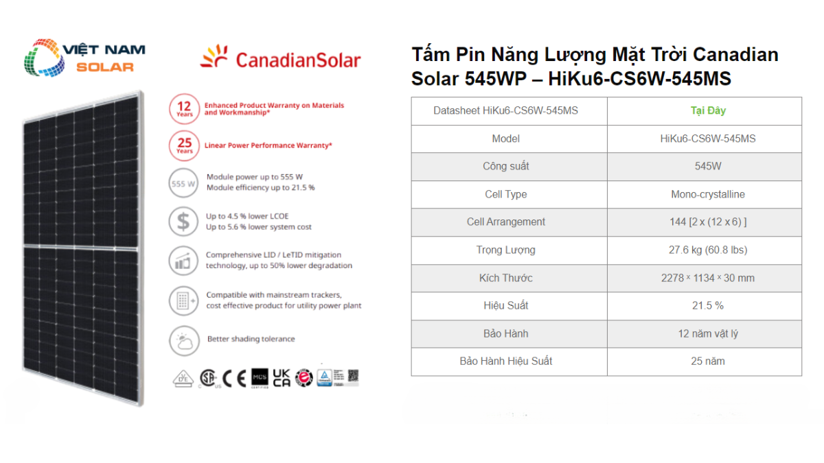 Tấm Pin Năng Lượng Mặt Trời Canadian Solar 545WP - HiKu6-CS6W-545MS 1 Tam Pin Nang Luong Mat Troi Canadian Solar 545WP – HiKu6 CS6W 545MS