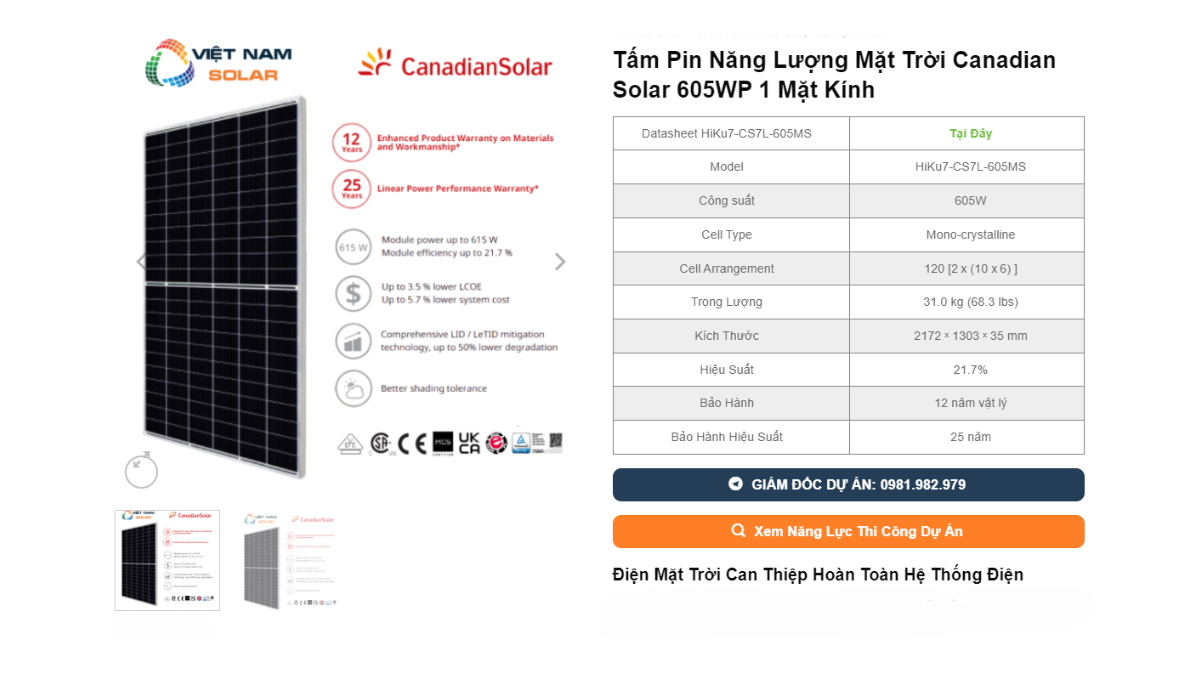 Tam Pin Nang Luong Mat Troi Canadian Solar 605WP 1 Mat Kinh 1