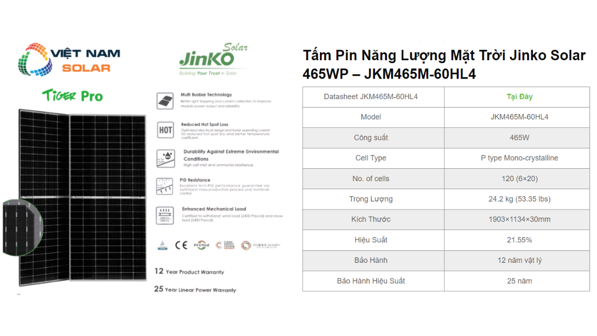 Tam Pin Nang Luong Mat Troi Jinko Solar 465WP – JKM465M 60HL4