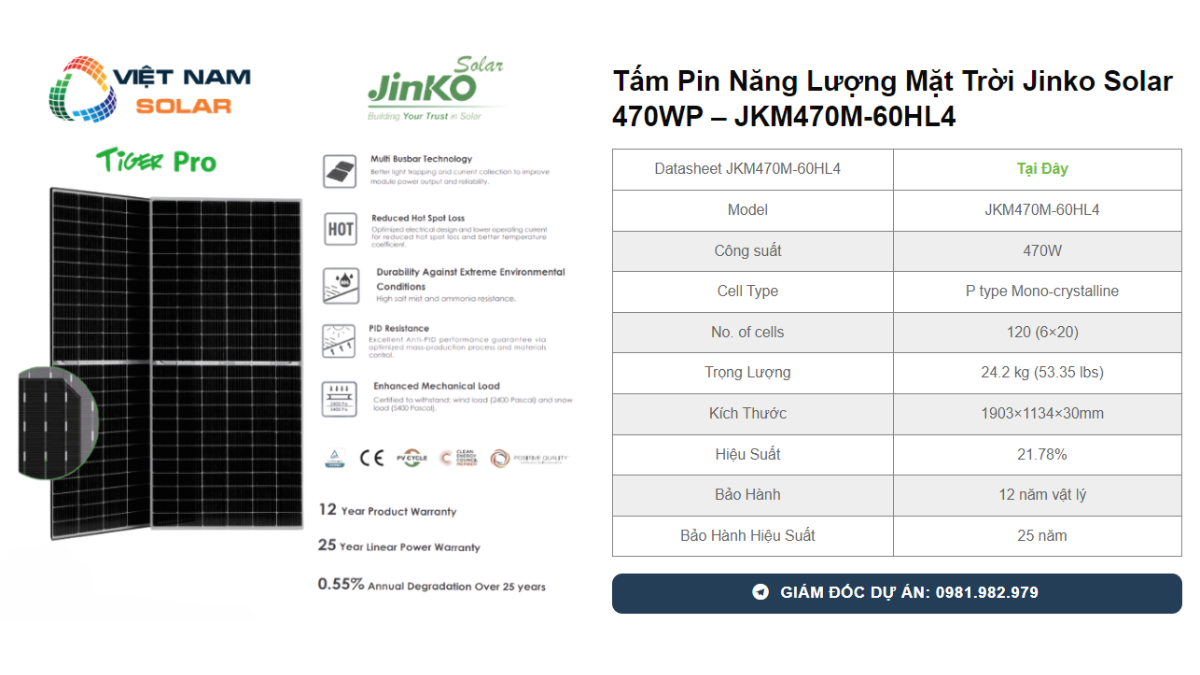 Tam Pin Nang Luong Mat Troi Jinko Solar 470WP – JKM470M 60HL4