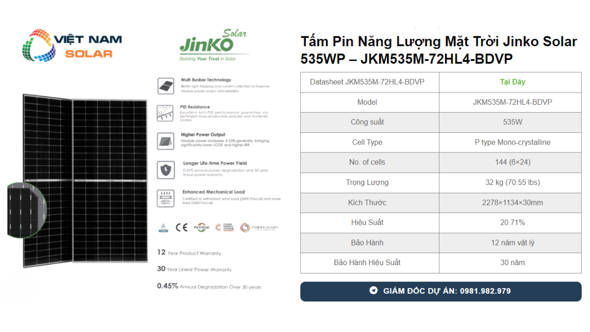 Tấm Pin Năng Lượng Mặt Trời Jinko Solar 535WP - JKM535M-72HL4-BDVP 1 Tam Pin Nang Luong Mat Troi Jinko Solar 535WP – JKM535M 72HL4 BDVP
