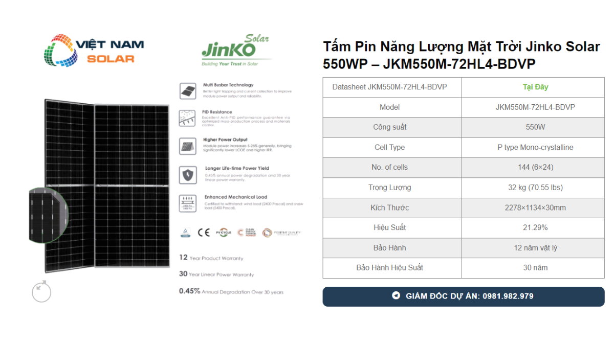 Tấm Pin Năng Lượng Mặt Trời Jinko Solar 550WP - JKM550M-72HL4-BDVP 1 Tam Pin Nang Luong Mat Troi Jinko Solar 550WP – JKM550M 72HL4 BDVP