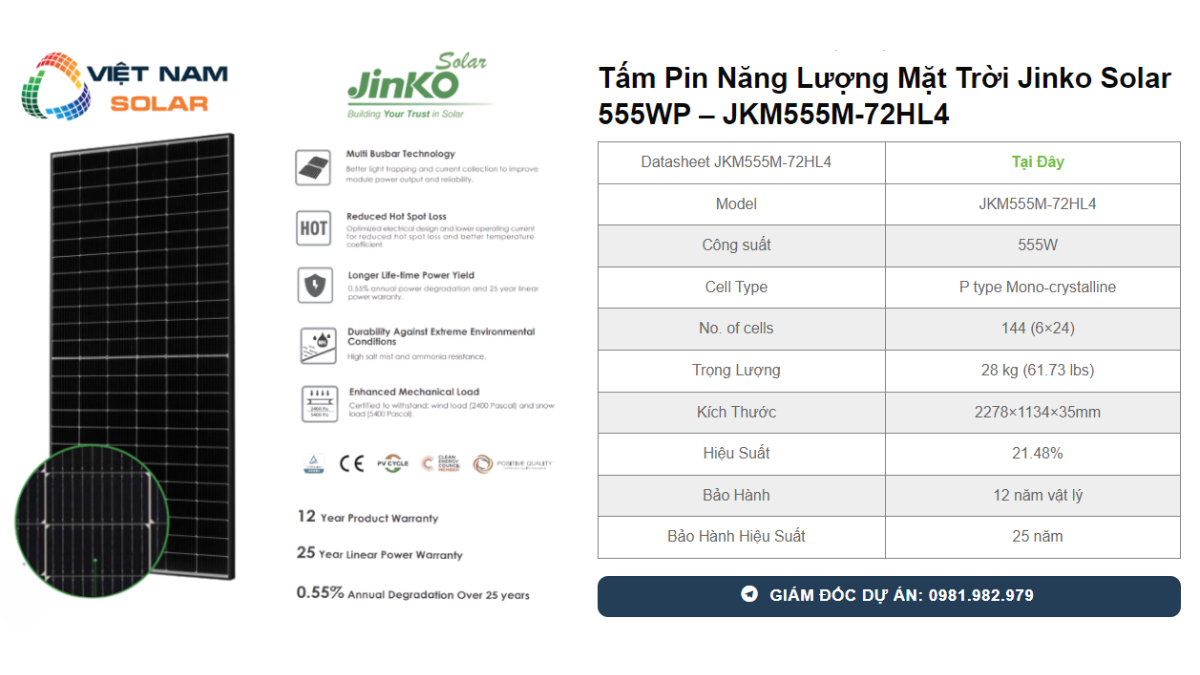 Tam Pin Nang Luong Mat Troi Jinko Solar 555WP – JKM555M 72HL4 1