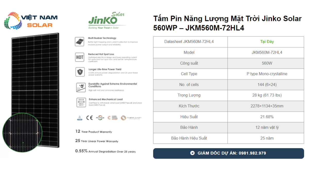 Tấm Pin Năng Lượng Mặt Trời Jinko Solar 560WP - JKM560M-72HL4 1 Tam Pin Nang Luong Mat Troi Jinko Solar 560WP – JKM560M 72HL4 1