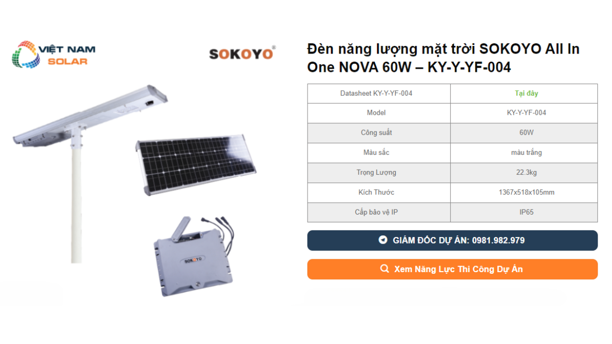Đèn năng lượng mặt trời SOKOYO All In One NOVA 60W - KY-Y-YF-004 1 Den nang luong mat troi SOKOYO All In One NOVA 60W – KY Y YF 004