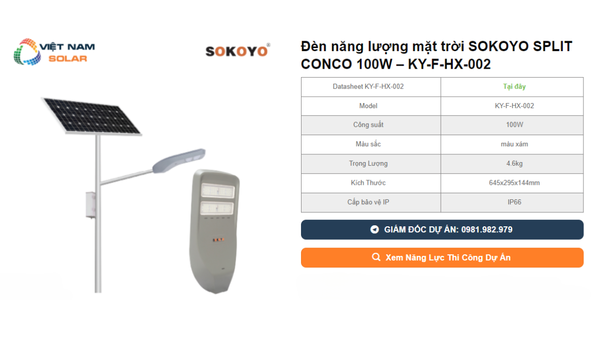 Den nang luong mat troi SOKOYO SPLIT CONCO 100W – KY F HX 002