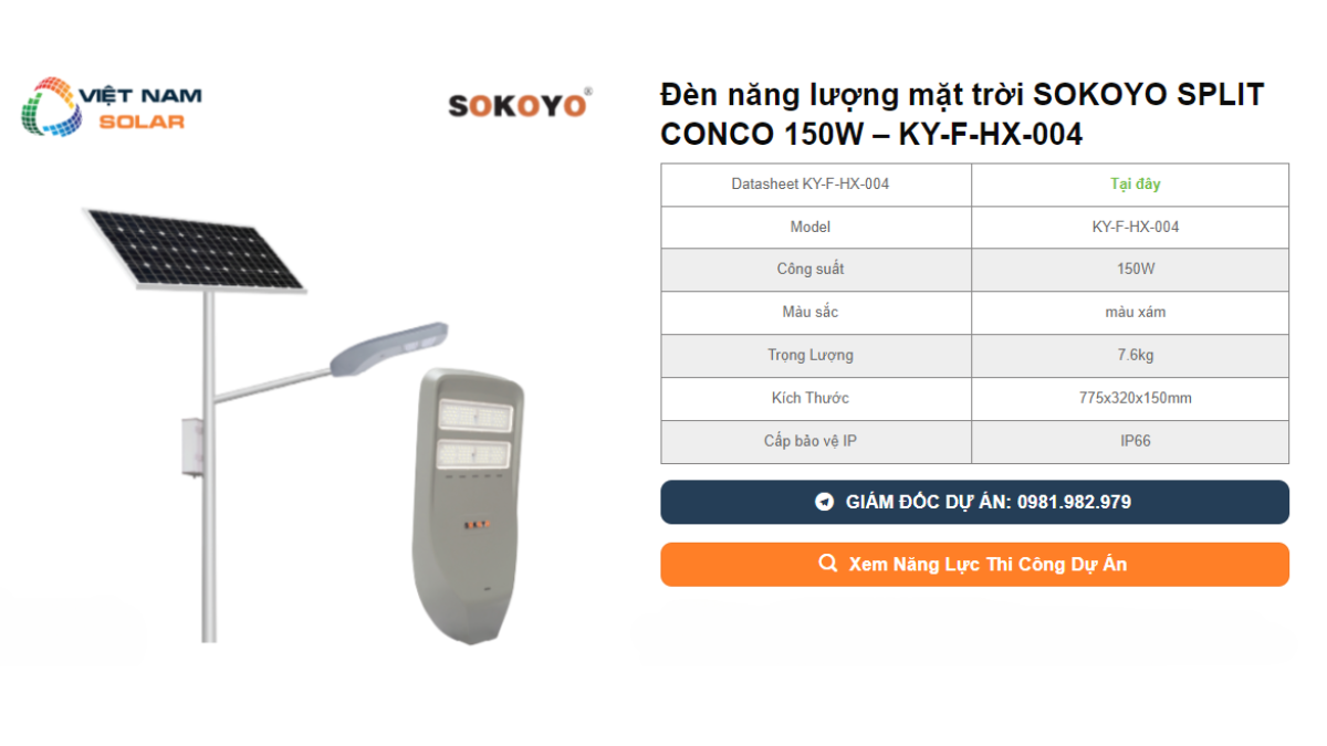 Den nang luong mat troi SOKOYO SPLIT CONCO 150W – KY F HX 004