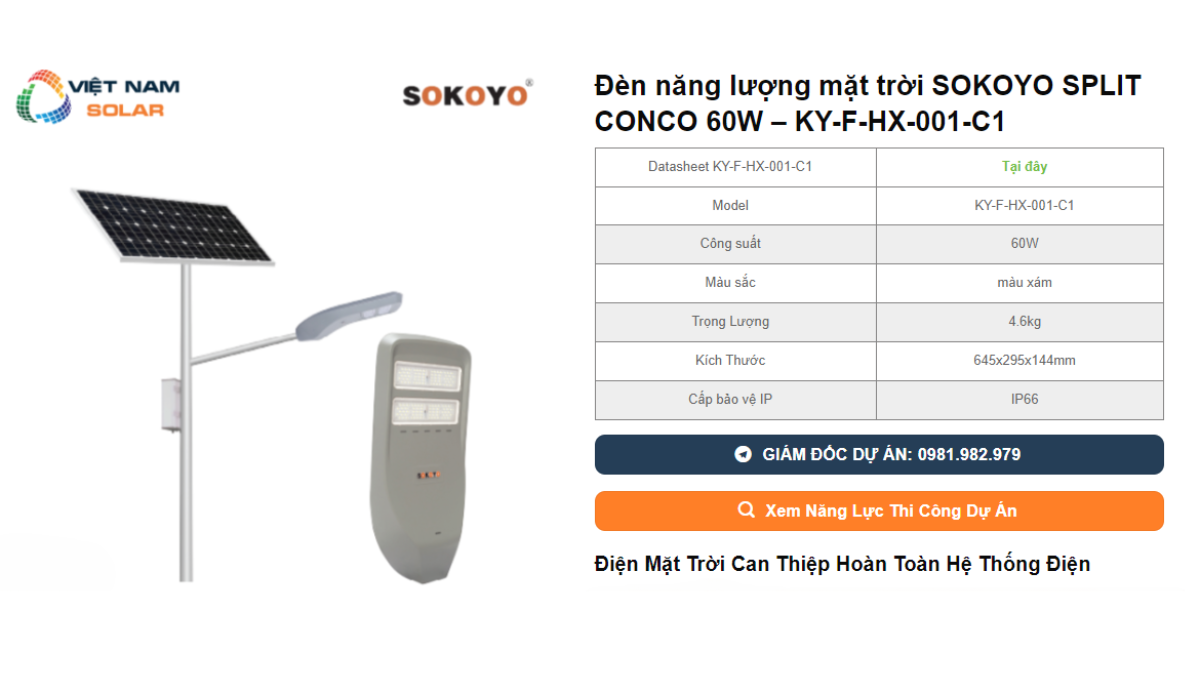 Đèn năng lượng mặt trời SOKOYO SPLIT CONCO 60W - KY-F-HX-001-C1 1 Den nang luong mat troi SOKOYO SPLIT CONCO 60W – KY F HX 001 C1