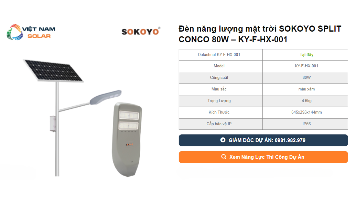 Den nang luong mat troi SOKOYO SPLIT CONCO 80W – KY F HX 001
