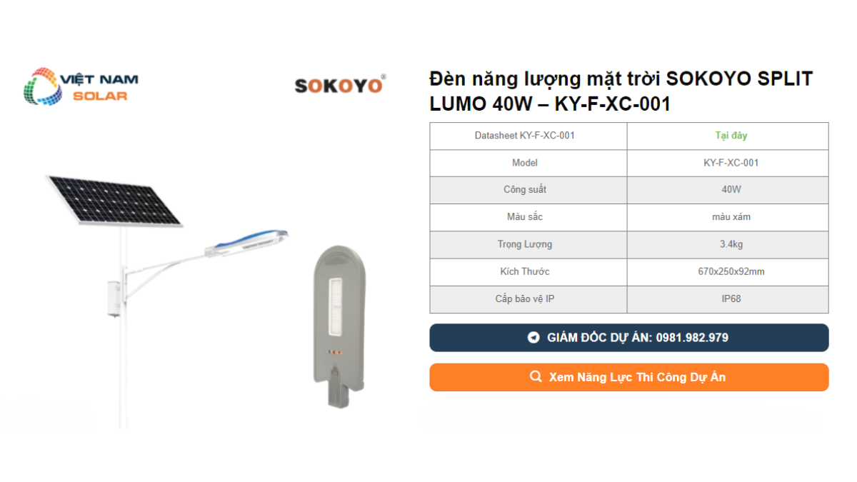 Den nang luong mat troi SOKOYO SPLIT LUMO 40W – KY F XC 001