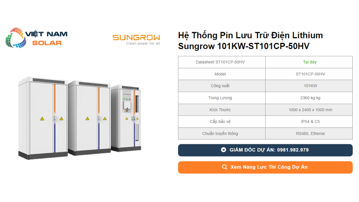 He Thong Pin Luu Tru Dien Lithium Sungrow 101KW ST101CP 50HV 1