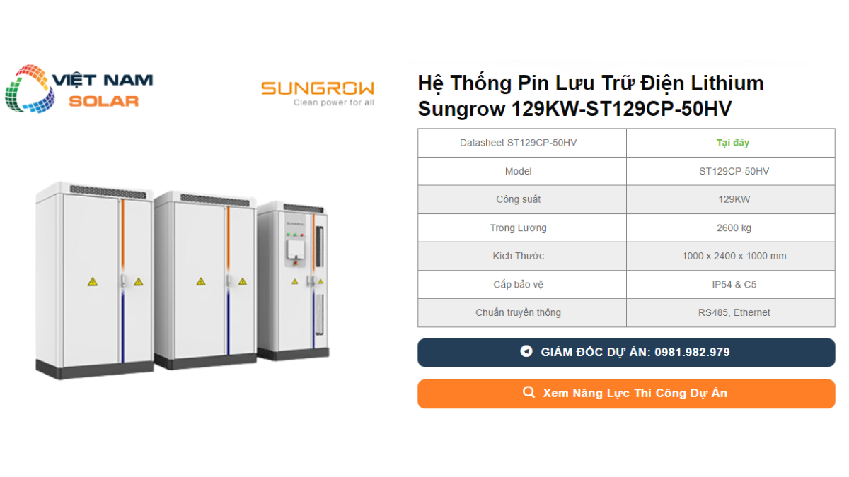 Hệ Thống Pin Lưu Trữ Điện Lithium Sungrow 129KW-ST129CP-50HV 1 He Thong Pin Luu Tru Dien Lithium Sungrow 129KW ST129CP 50HV