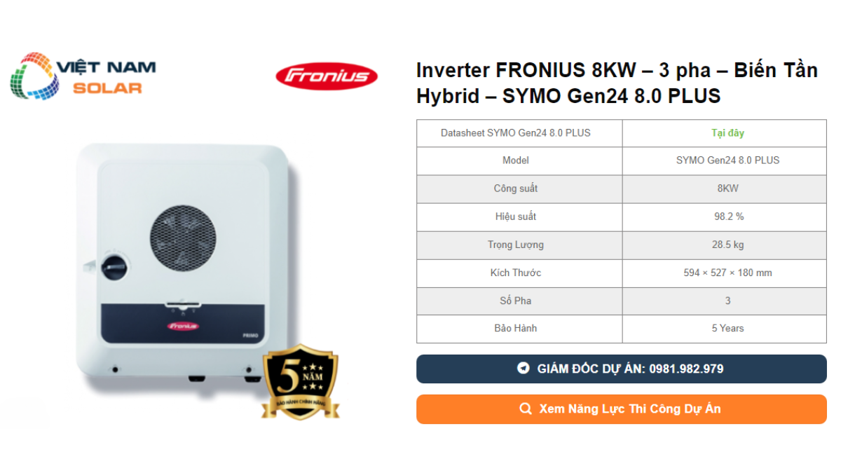 Inverter FRONIUS 8KW – 3 pha