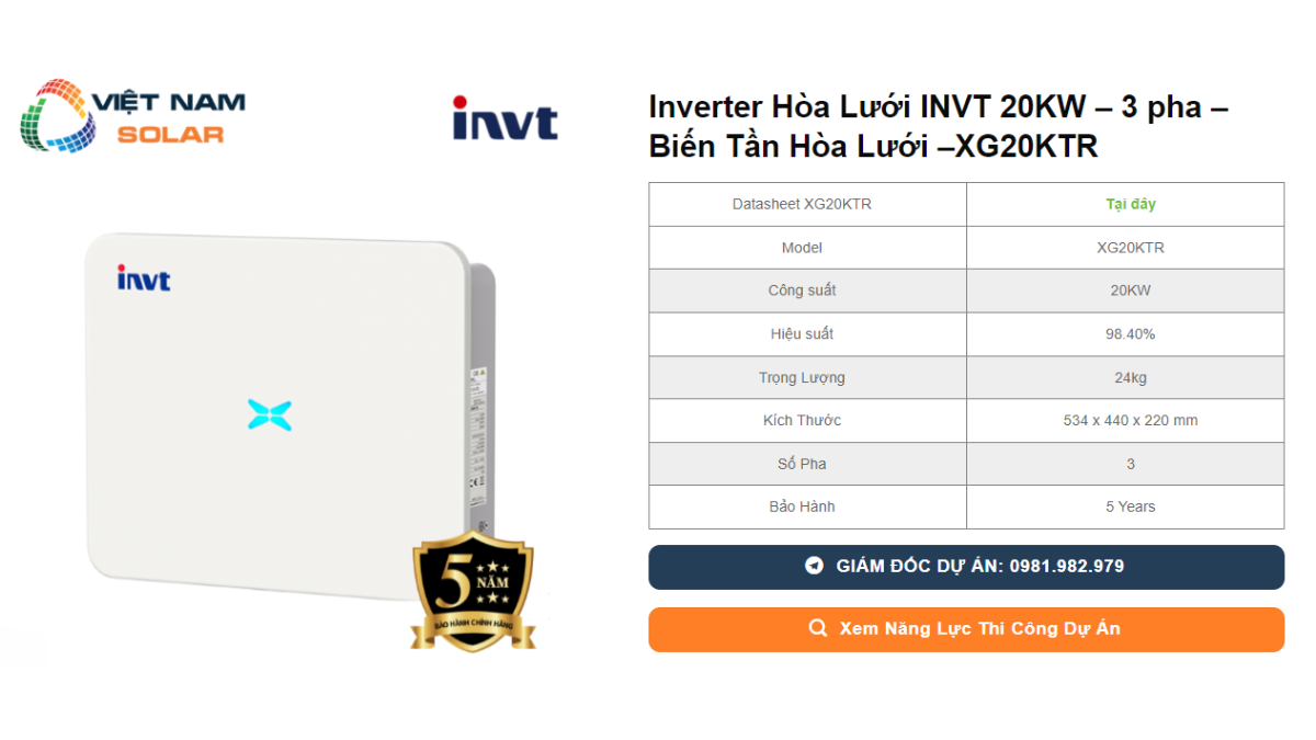 Inverter Hoa Luoi INVT 20KW – 3 pha – Bien Tan Hoa Luoi –XG20KTR