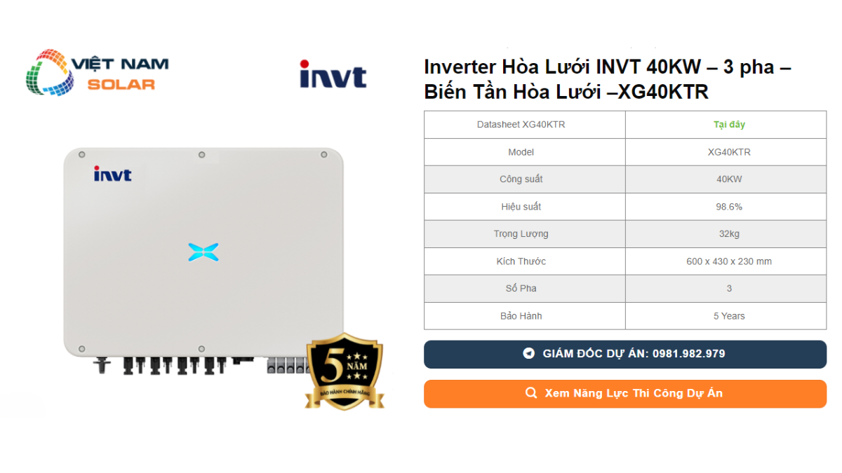 Inverter Hoa Luoi INVT 40KW – 3 pha – Bien Tan Hoa Luoi –XG40KTR