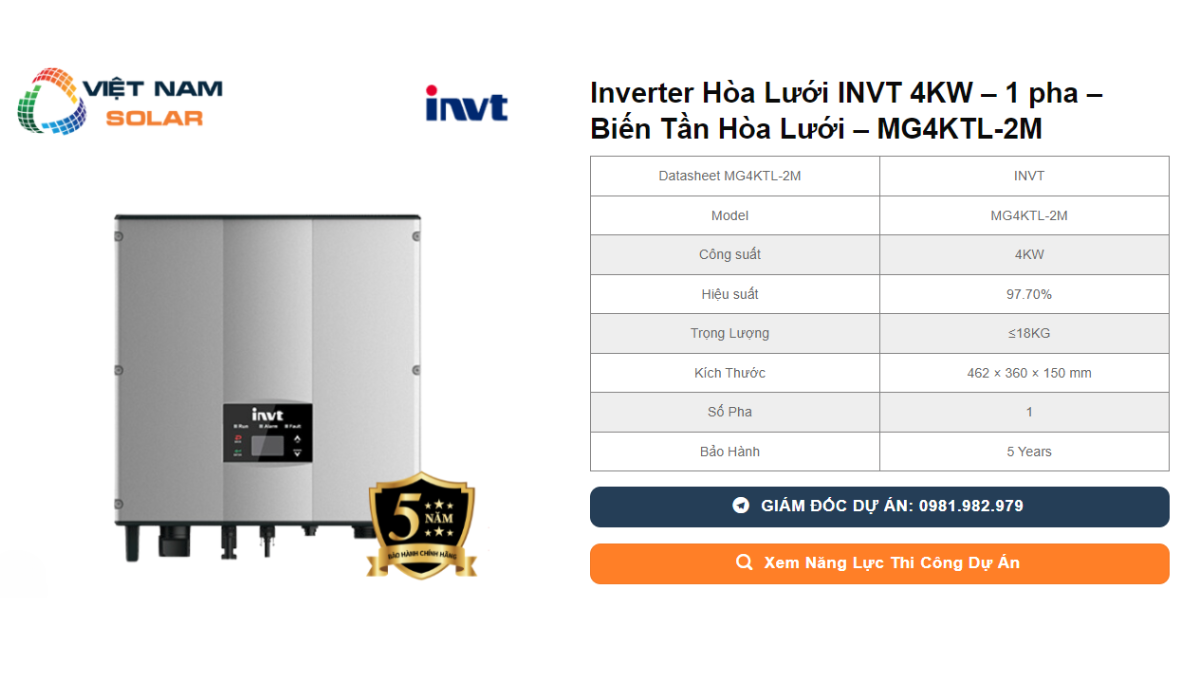 Inverter Hoa Luoi INVT 4KW – 1 pha – Bien Tan Hoa Luoi – MG4KTL 2M