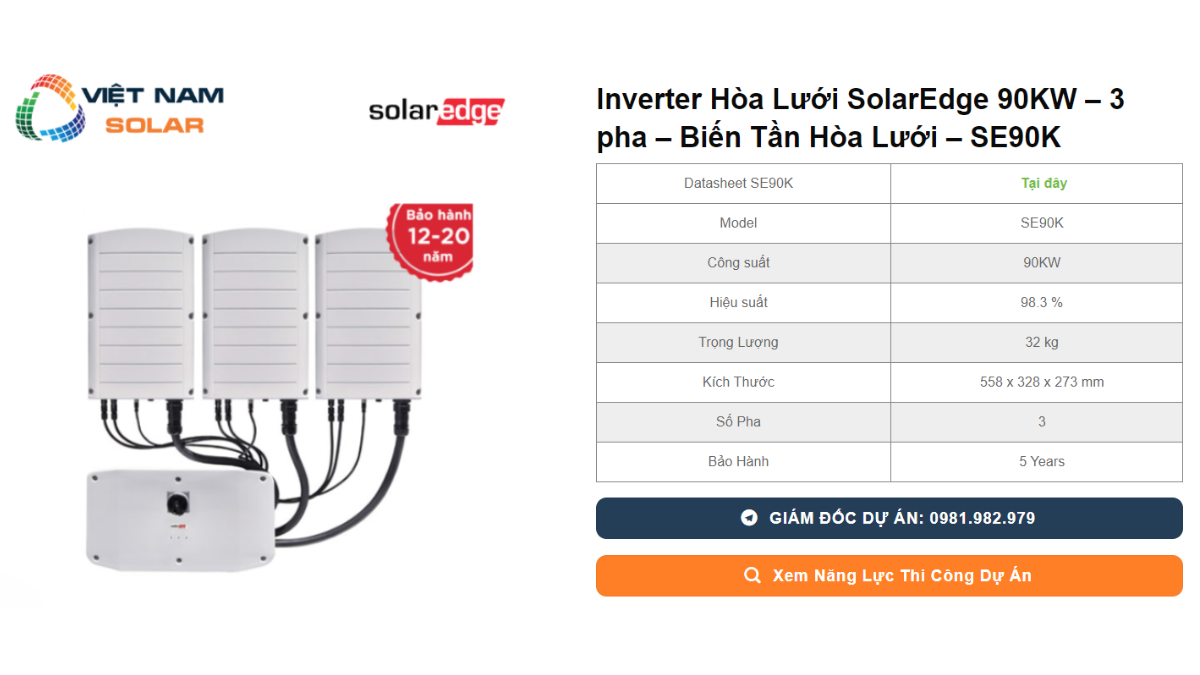 Inverter Hoa Luoi SolarEdge 90KW – 3 pha – Bien Tan Hoa Luoi – SE90K