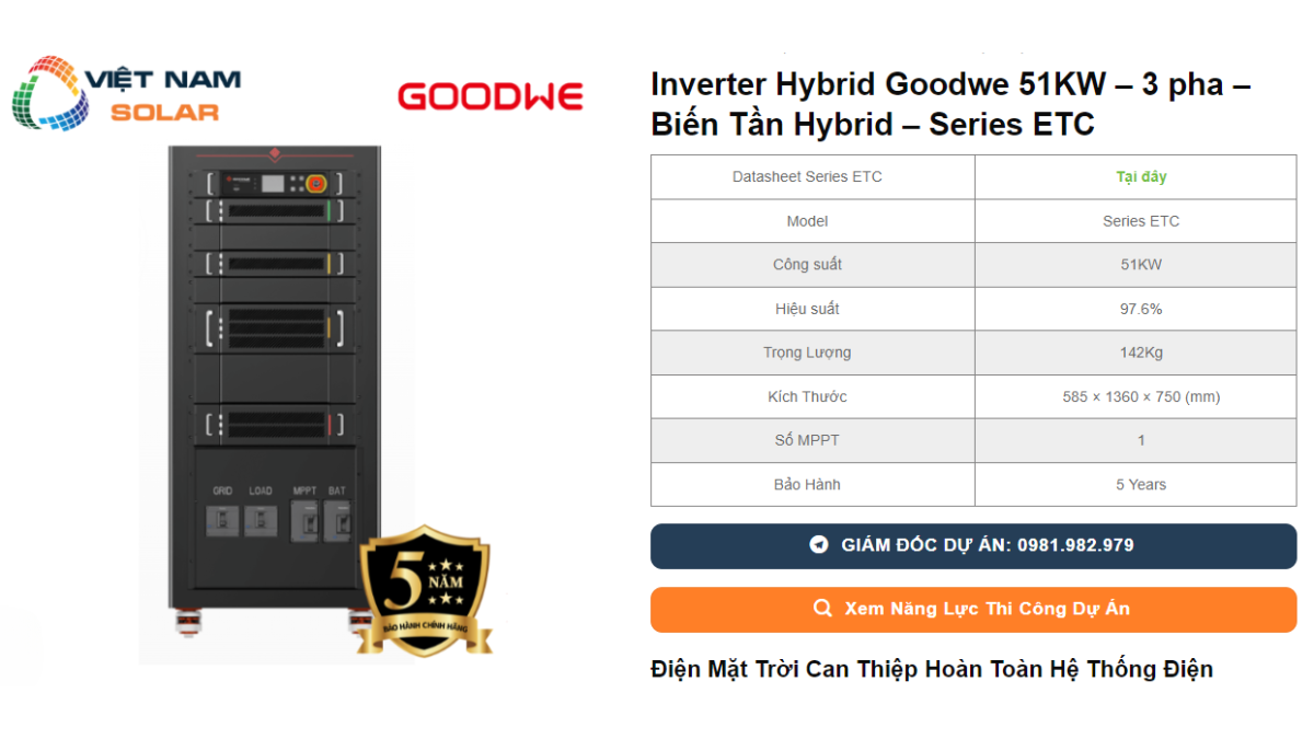 Inverter Hybrid Goodwe 51KW – 3 pha – Biến Tần Hybrid – Series ETC 1 Inverter Hybrid Goodwe 51KW – 3 pha – Bien Tan Hybrid – Series ETC