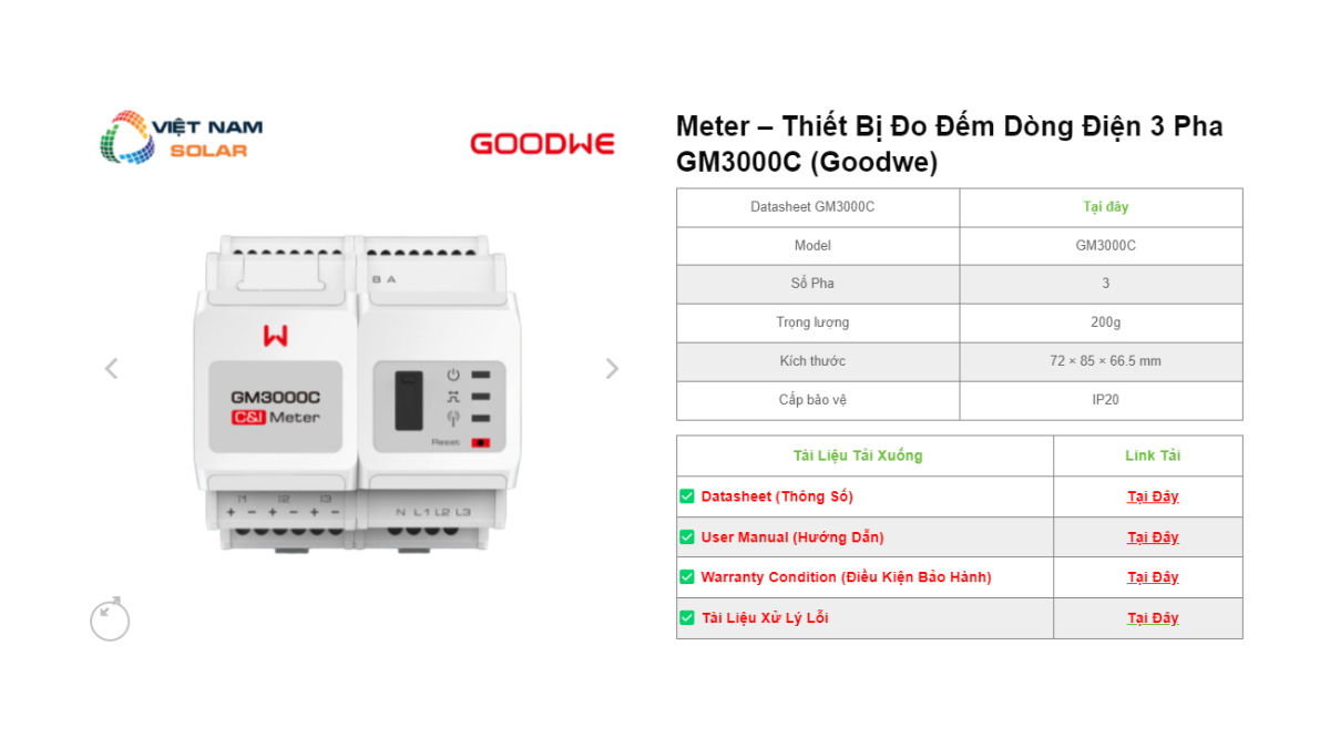 Meter - Thiết Bị Đo Đếm Dòng Điện 3 Pha GM3000C (Goodwe) 1 METER 8