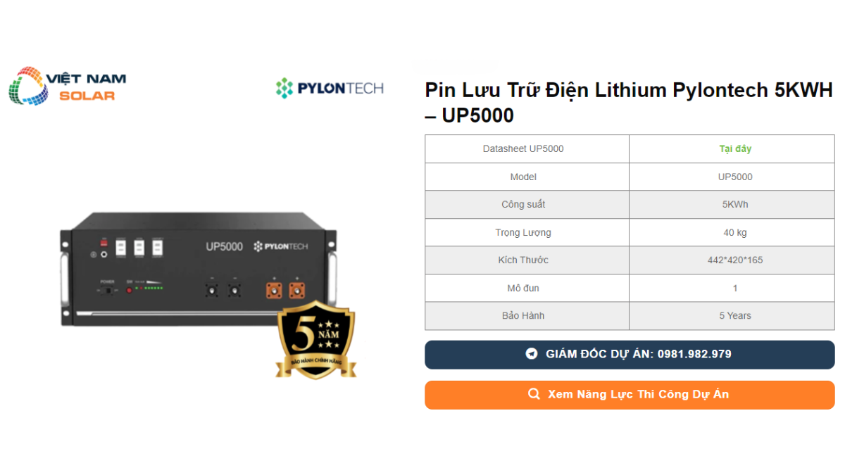 Pin Luu Tru Dien Lithium Pylontech 5KWH – UP5000