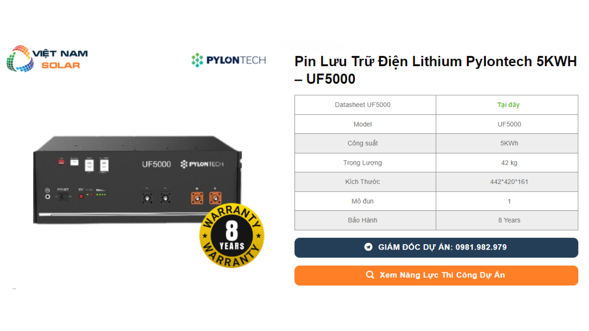 Pin Luu Tru Dien Lithium Pylontech 5KWH UF5000