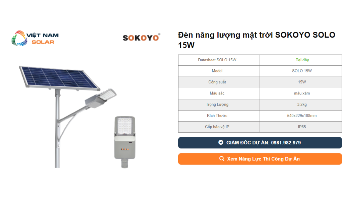 Den nang luong mat troi SOKOYO SOLO 15W 1