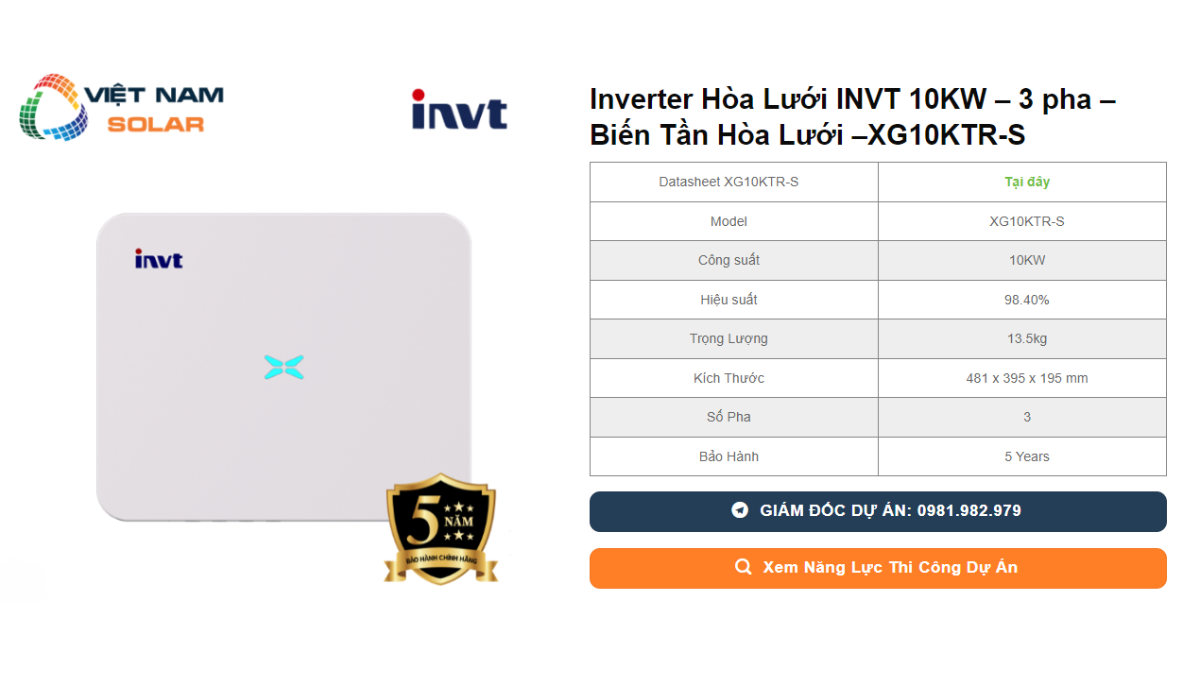 Inverter Hòa Lưới INVT 10KW – 3 pha – Biến Tần Hòa Lưới –XG10KTR-S 1 Inverter Hoa Luoi INVT 10KW – 3 pha – Bien Tan Hoa Luoi –XG10KTR S