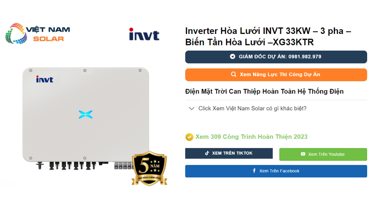 Inverter Hoa Luoi INVT 33KW – 3 pha – Bien Tan Hoa Luoi –XG33KTR