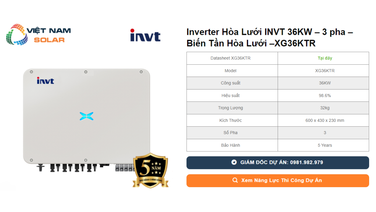 Inverter Hoa Luoi INVT 36KW – 3 pha – Bien Tan Hoa Luoi –XG36KTR