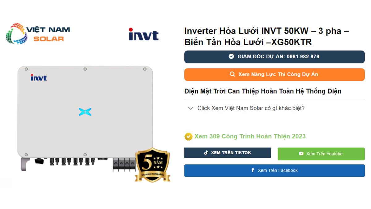 Inverter Hoa Luoi INVT 50KW – 3 pha – Bien Tan Hoa Luoi –XG50KTR