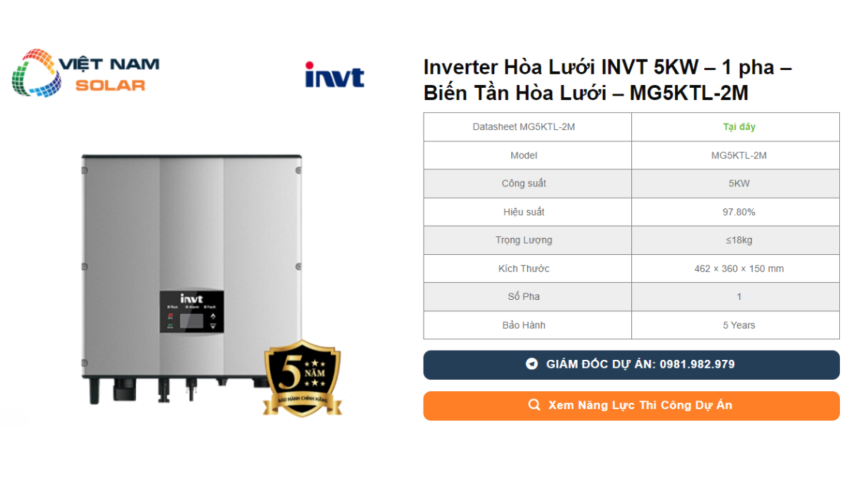 Inverter Hoa Luoi INVT 5KW – 1 pha – Bien Tan Hoa Luoi – MG5KTL 2M