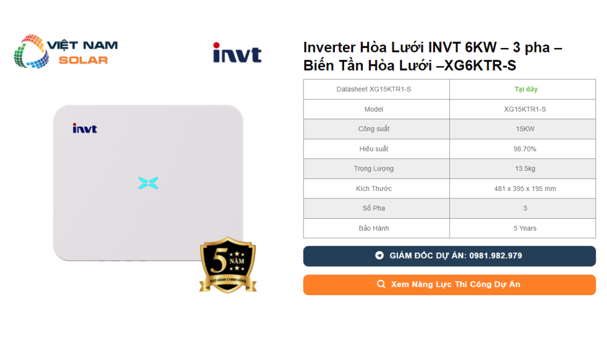 Inverter Hoa Luoi INVT 6KW – 3 pha – Bien Tan Hoa Luoi –XG6KTR S