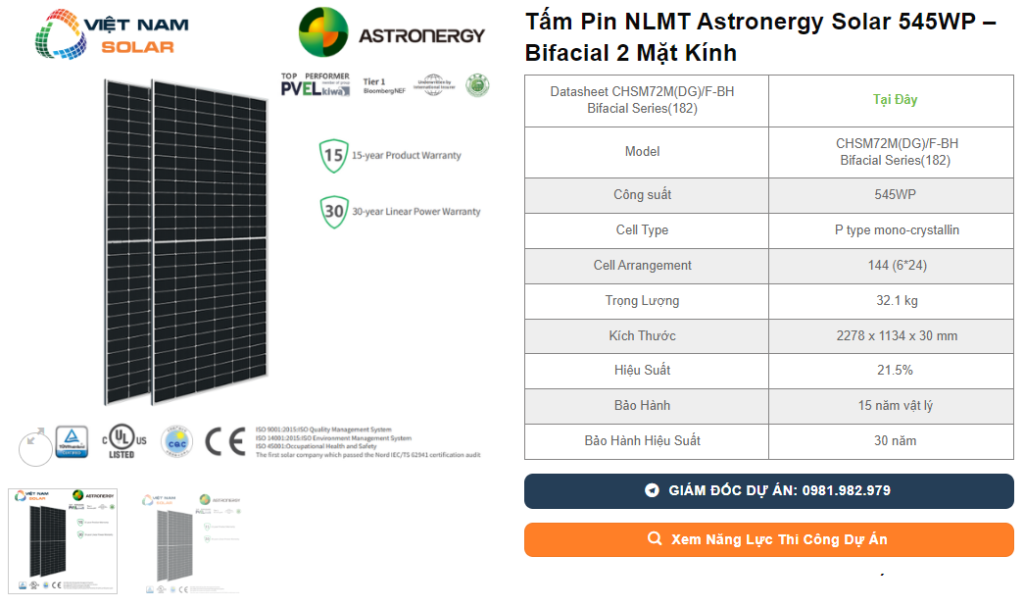 Astronergy Solar 545wp 2024