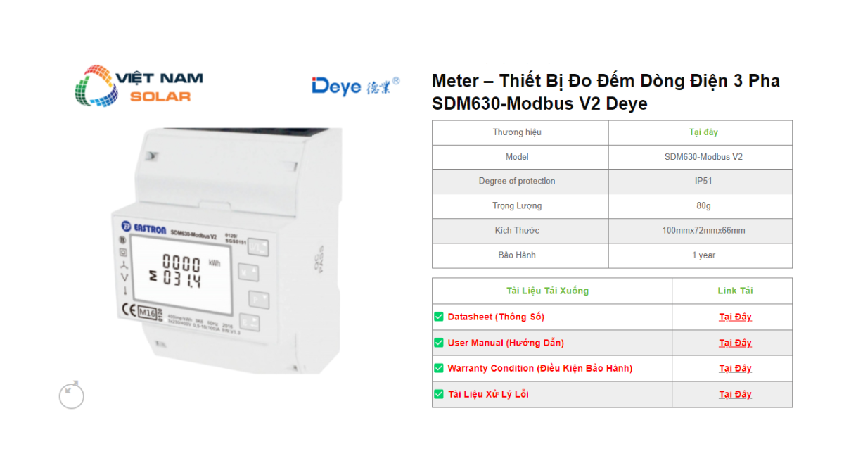 Meter - Thiết Bị Đo Đếm Dòng Điện 3 Pha SDM630-Modbus V2 Deye 1 METER 2