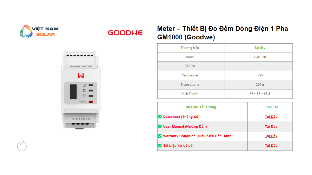 Meter - Thiết Bị Đo Đếm Dòng Điện 1 Pha GM1000 (Goodwe) 1 METER 7