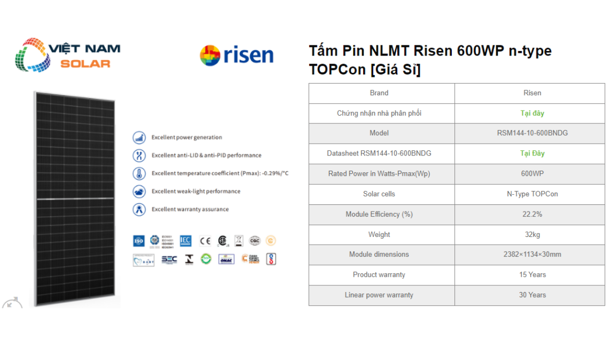 Tam Pin NLMT Risen 665WP n type HJT 1